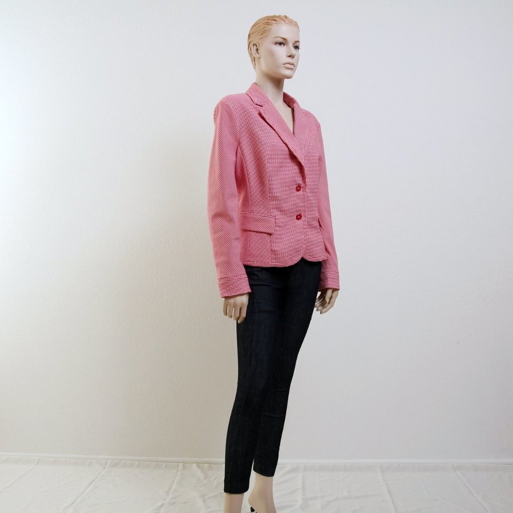 7th‎ Avenue Design Studio Plaid Cropped Blazer Red White Women 16